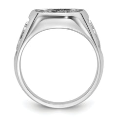 14k White Gold Men's Polished and Textured Masonic Ring Mounting (No Stone Included)