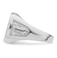 14k White Gold Men's Polished and Textured Masonic Ring Mounting (No Stone Included)