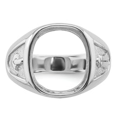 14k White Gold Men's Polished and Textured Masonic Ring Mounting (No Stone Included)