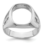 14k White Gold Men's Polished and Textured Masonic Ring Mounting (No Stone Included)