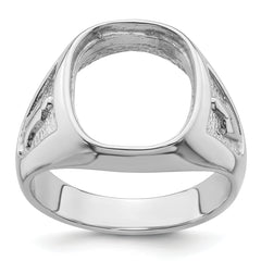 14k White Gold Men's Polished and Textured Masonic Ring Mounting (No Stone Included)