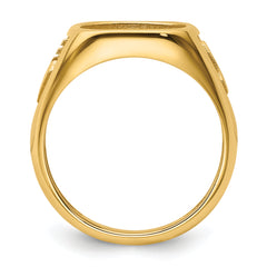 14k Men's Polished and Textured Masonic Ring Mounting (No Stone Included)