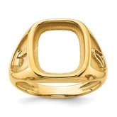 14k Men's Polished and Textured Masonic Ring Mounting (No Stone Included)