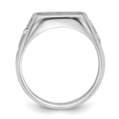 14k White Gold Men's Polished and Textured Masonic Ring Mounting (No Stone Included)