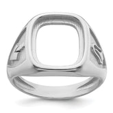14k White Gold Men's Polished and Textured Masonic Ring Mounting (No Stone Included)