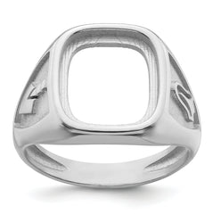 14k White Gold Men's Polished and Textured Masonic Ring Mounting (No Stone Included)
