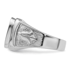 14k White Gold Men's Polished and Textured Masonic Ring Mounting (No Stone Included)