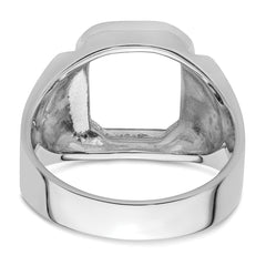 14k White Gold Men's Polished and Textured Masonic Ring Mounting (No Stone Included)