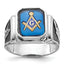 Men's Blue Spinel Masonic Ring in 14K White Gold, 4.75mm, Size 10 - Sophia Jewelers