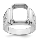 14k White Gold Men's Polished and Textured Masonic Ring Mounting (No Stone Included)
