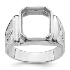 14k White Gold Men's Polished and Textured Masonic Ring Mounting (No Stone Included)