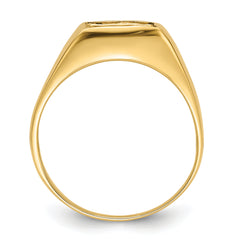 14k Men's Polished and Grooved Masonic Ring Mounting (No Stone Included)