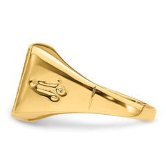 14k Men's Polished and Grooved Masonic Ring Mounting (No Stone Included)