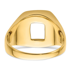 14k Men's Polished and Grooved Masonic Ring Mounting (No Stone Included)