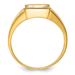 14k Men's Polished and Textured Masonic Ring Mounting (No Stone Included)