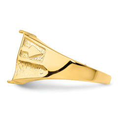 14k Men's Polished and Textured Masonic Ring Mounting (No Stone Included)