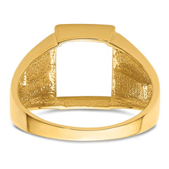 14k Men's Polished and Textured Masonic Ring Mounting (No Stone Included)