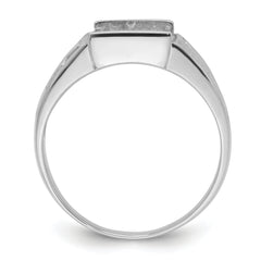 14k White Gold Men's Polished and Textured Masonic Ring Mounting (No Stone Included)
