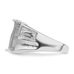 14k White Gold Men's Polished and Textured Masonic Ring Mounting (No Stone Included)