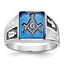 Men's Blue Spinel Masonic Ring in 14K White Gold, 2.5mm, Size 10 - Sophia Jewelers