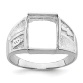14k White Gold Men's Polished and Textured Masonic Ring Mounting (No Stone Included)