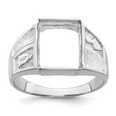14k White Gold Men's Polished and Textured Masonic Ring Mounting (No Stone Included)
