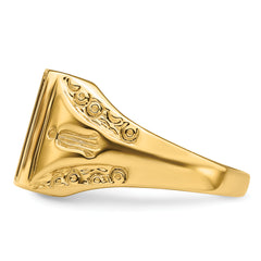 14k Men's Polished and Textured Masonic Ring Mounting (No Stone Included)