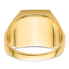 14k Men's Polished and Textured Masonic Ring Mounting (No Stone Included)