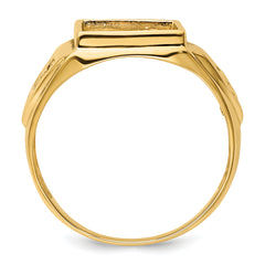 14k Men's Polished and Textured Masonic Ring Mounting (No Stone Included)