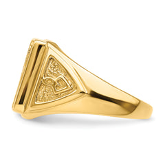 14k Men's Polished and Textured Masonic Ring Mounting (No Stone Included)