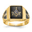 Men's Onyx Masonic Ring in 14K Yellow Gold, 2.5mm, Size 10 - Sophia Jewelers