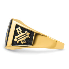 14k Men's Polished and Textured Masonic Ring Mounting (No Stone Included)