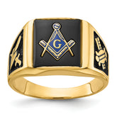 14k Men's Polished and Textured Masonic Ring Mounting (No Stone Included)