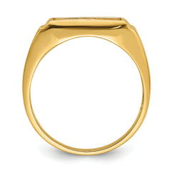 14k Men's Polished and Textured Masonic Ring Mounting (No Stone Included)