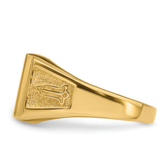 14k Men's Polished and Textured Masonic Ring Mounting (No Stone Included)