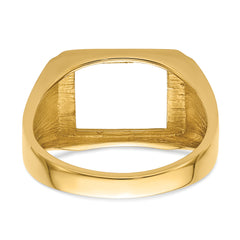 14k Men's Polished and Textured Masonic Ring Mounting (No Stone Included)