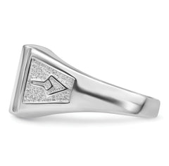 14k White Gold Men's Polished and Textured Masonic Ring Mounting (No Stone Included)