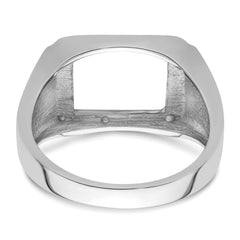 14k White Gold Men's Polished and Textured Masonic Ring Mounting (No Stone Included)
