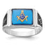 Men's Blue Spinel Masonic Ring in 14K White Gold, 3mm, Size 10 - Sophia Jewelers