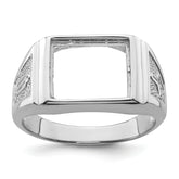 14k White Gold Men's Polished and Textured Masonic Ring Mounting (No Stone Included)
