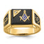 Men's Onyx & Diamond Masonic Ring in 14K Yellow Gold (0.01 ct. tw.), Size 10 - Sophia Jewelers