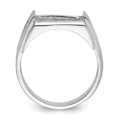 14k White Gold Men's Polished and Textured Masonic Ring Mounting (No Stone Included)