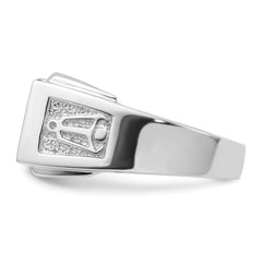 14k White Gold Men's Polished and Textured Masonic Ring Mounting (No Stone Included)