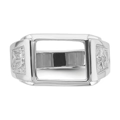 14k White Gold Men's Polished and Textured Masonic Ring Mounting (No Stone Included)