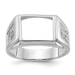 14k White Gold Men's Polished and Textured Masonic Ring Mounting (No Stone Included)