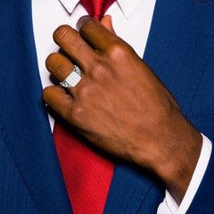 14k White Gold 11.5x11.0mm Closed Back Antiqued Mens Signet Ring