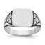 Men's Closed Back Signet Ring in 14K White Gold, Antiqued, Size 9 - Sophia Jewelers