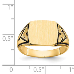 14k 11.5x11.0mm Closed Back Antiqued Signet Ring