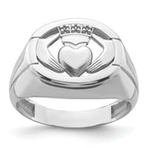 14k White Gold .01ct. Diamond/Onyx Men's Claddagh Ring Mounting (No Stone Included)