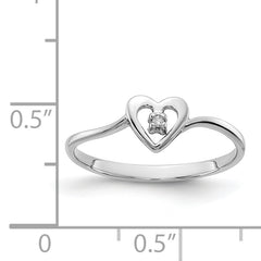 14k White Gold AA Diamond heart ring